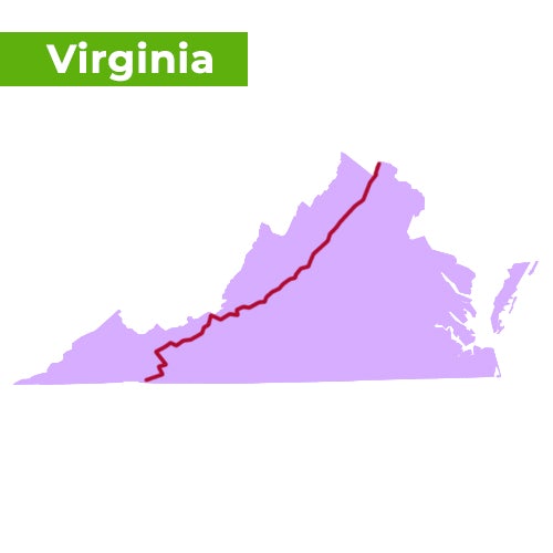 mapa de los senderos de los Apalaches virginia