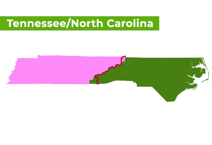 Mapa de los senderos de los Apalaches, Tennessee, Carolina del Norte